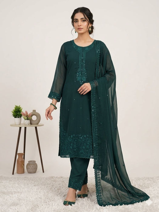 DESIGNER BEAUTIFUL SEQUENCE AND EMBROIDERY WOR TOP PANT WITH DUPATTA