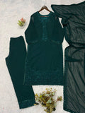 DESIGNER BEAUTIFUL SEQUENCE AND EMBROIDERY WOR TOP PANT WITH DUPATTA