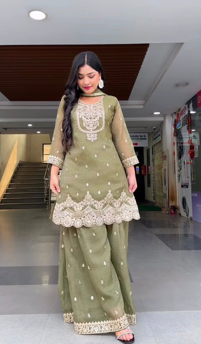 Heavy Crunchy Silk With 5mm Sequence Embroidery Work Salwar Kameez