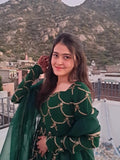 Designer Gown With Pent Set With Mal Chanderi Fabric And Beautiful Thred & Sequnce Work