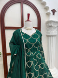 Designer Gown With Pent Set With Mal Chanderi Fabric And Beautiful Thred & Sequnce Work