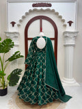 Designer Gown With Pent Set With Mal Chanderi Fabric And Beautiful Thred & Sequnce Work