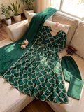 Designer Gown With Pent Set With Mal Chanderi Fabric And Beautiful Thred & Sequnce Work