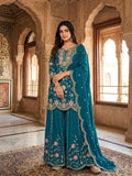 PURE CHINON SILK WITH ATTRACTIVE EMBROIDERY SEQUENCE AND THREAD WORK SALWAR KAMEEZ