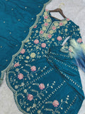 PURE CHINON SILK WITH ATTRACTIVE EMBROIDERY SEQUENCE AND THREAD WORK SALWAR KAMEEZ