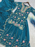 PURE CHINON SILK WITH ATTRACTIVE EMBROIDERY SEQUENCE AND THREAD WORK SALWAR KAMEEZ