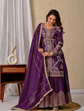 Designer Heavy Chinnon Silk Top Sharara Set With Beautiful  Sequence Embroidery Work