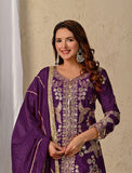 Designer Heavy Chinnon Silk Top Sharara Set With Beautiful  Sequence Embroidery Work