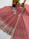 Designer Crunchy Silk Gown Bottom And Dupatta With Embroidery And Sequence Work