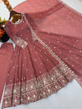 Designer Crunchy Silk Gown Bottom And Dupatta With Embroidery And Sequence Work