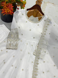 Designer Crunchy Silk Gown Bottom And Dupatta With Embroidery And Sequence Work