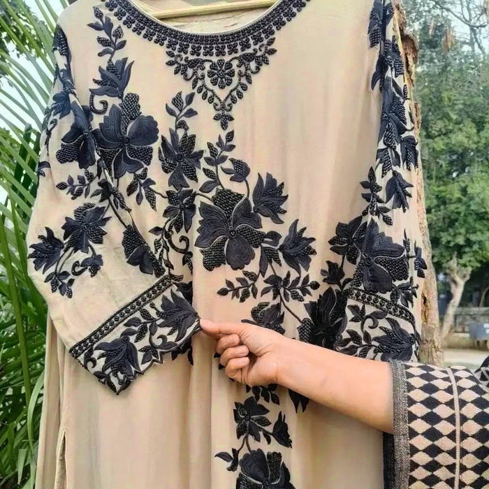 Faux georgette with Soft Micro Cotton Lining & Thread with sequence with cutwork border Salwar Kameez