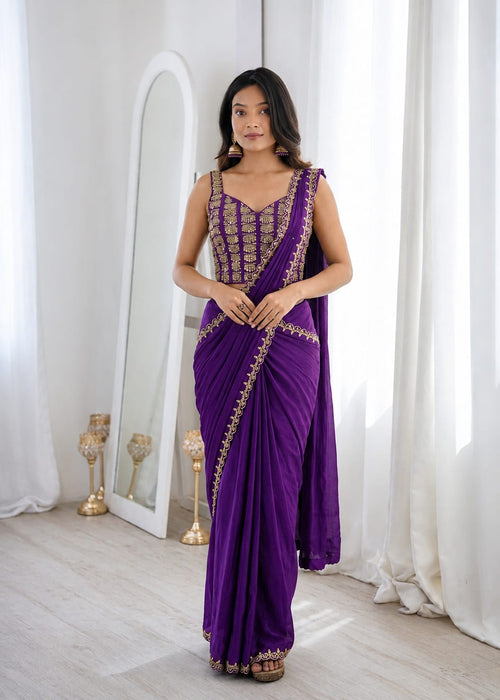 Party Wear Premium Crape Silk Designer Ready To Wear Saree