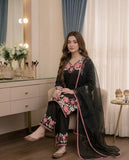 Designer Party Wear Pur Satin Rayon Top And Farshi Palazzo With Dupatta Set