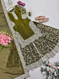 Designer Heavy Fandy Silk Party Wear Top Plazzo And Dupatta Set