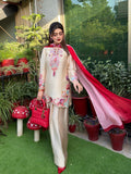 Pure Heavy Natural Satin With Embroidery Work Salwar Kameez