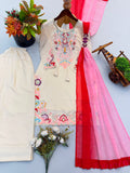 Pure Heavy Natural Satin With Embroidery Work Salwar Kameez