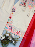 Pure Heavy Natural Satin With Embroidery Work Salwar Kameez