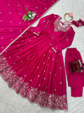 American Silk with Thread with Sequence work Beautiful Salwar Kameez