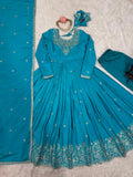 American Silk with Thread with Sequence work Beautiful Salwar Kameez