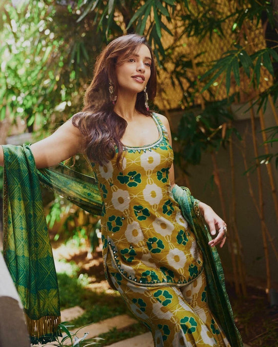 NEW TRENDING 3 PIECE FANCY TOP WITH PLAZZO AND BEAUTIFUL DUPATTA