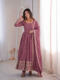 NEW READY TO WEAR SPACIAL FANCY DESIGN EMBROIDERY AND SEQUENCE WORK ANARKALI GOWN-BOTTOM WITH DUPATTA