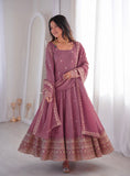 NEW READY TO WEAR SPACIAL FANCY DESIGN EMBROIDERY AND SEQUENCE WORK ANARKALI GOWN-BOTTOM WITH DUPATTA