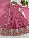 NEW READY TO WEAR SPACIAL FANCY DESIGN EMBROIDERY AND SEQUENCE WORK ANARKALI GOWN-BOTTOM WITH DUPATTA