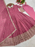 NEW READY TO WEAR SPACIAL FANCY DESIGN EMBROIDERY AND SEQUENCE WORK ANARKALI GOWN-BOTTOM WITH DUPATTA
