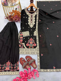 New Designer Party Wear Look Pure Heavy Star Georgette Top Plazzo & Dupatta Set
