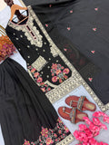 New Designer Party Wear Look Pure Heavy Star Georgette Top Plazzo & Dupatta Set