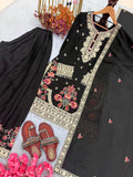 New Designer Party Wear Look Pure Heavy Star Georgette Top Plazzo & Dupatta Set