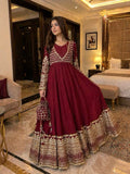 Exclusive Trending Designer Gown with Heavy sequence embroidery work Dupatta