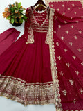 Exclusive Trending Designer Gown with Heavy sequence embroidery work Dupatta