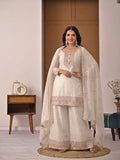 New Designer Party Wear Look Heavy Crunchy Silk Material Top Plazzo and Dupatta
