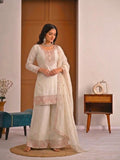 New Designer Party Wear Look Heavy Crunchy Silk Material Top Plazzo and Dupatta