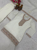 New Designer Party Wear Look Heavy Crunchy Silk Material Top Plazzo and Dupatta