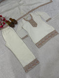 New Designer Party Wear Look Heavy Crunchy Silk Material Top Plazzo and Dupatta
