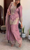New Designer Party Wear Look Pure Nc Moss Silk Top & Farshi Palazzo With Dupatta set