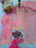 New Designer Party Wear Look Pure Nc Moss Silk Top & Farshi Palazzo With Dupatta set