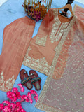 New Designer Party Wear Look Pure Nc Moss Silk Top & Farshi Palazzo With Dupatta set