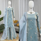 Fandy silk with Soft Micro Cotton Fabric Lining & Sequence Work Salwar Kameez