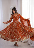 Elegant Embroidered Sequence Designer Anarkali Three Piece Set