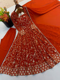 Elegant Embroidered Sequence Designer Anarkali Three Piece Set