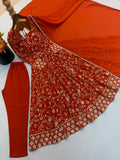 Elegant Embroidered Sequence Designer Anarkali Three Piece Set