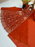 Elegant Embroidered Sequence Designer Anarkali Three Piece Set