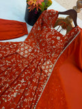 Elegant Embroidered Sequence Designer Anarkali Three Piece Set