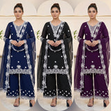 BEAUTIFUL SEQUENCE EMBROIDERED TOP PLAZZO WITH DUPATTA