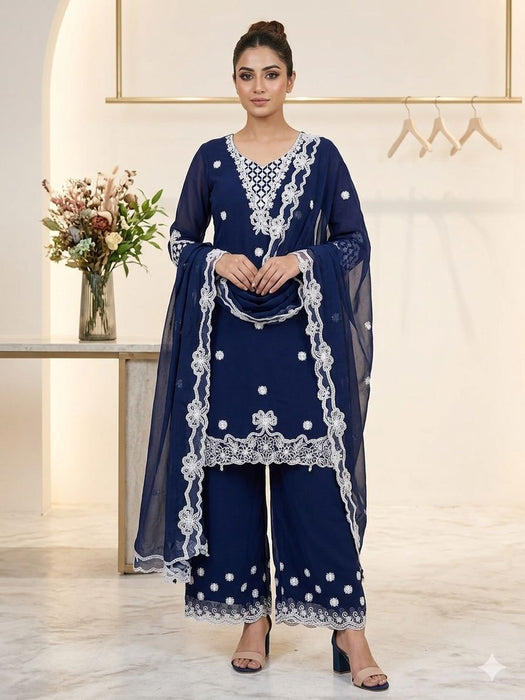 BEAUTIFUL SEQUENCE EMBROIDERED TOP PLAZZO WITH DUPATTA