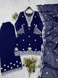 BEAUTIFUL SEQUENCE EMBROIDERED TOP PLAZZO WITH DUPATTA
